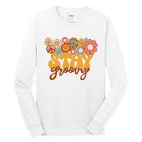 Retro Sunflower Hippie Stay Groovy Positive Mind Happy Life Tall Long Sleeve T-Shirt