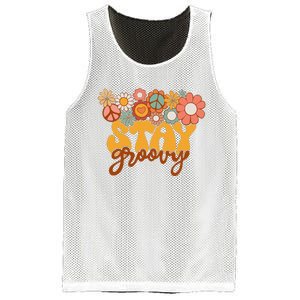 Retro Sunflower Hippie Stay Groovy Positive Mind Happy Life Mesh Reversible Basketball Jersey Tank