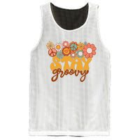 Retro Sunflower Hippie Stay Groovy Positive Mind Happy Life Mesh Reversible Basketball Jersey Tank