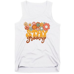 Retro Sunflower Hippie Stay Groovy Positive Mind Happy Life Tank Top