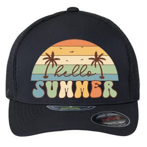 Retro Summer Hello Summer Beach Trending Flexfit Unipanel Trucker Cap