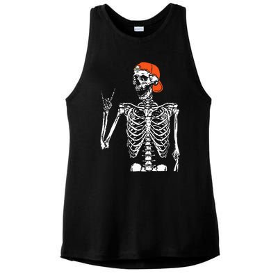 Rocker Skeleton Hand Rock On Costume Funny Halloween Gifts Ladies PosiCharge Tri-Blend Wicking Tank