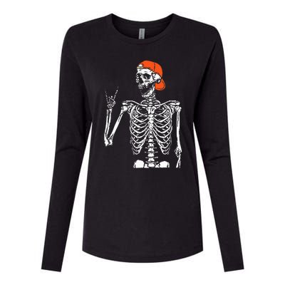 Rocker Skeleton Hand Rock On Costume Funny Halloween Gifts Womens Cotton Relaxed Long Sleeve T-Shirt