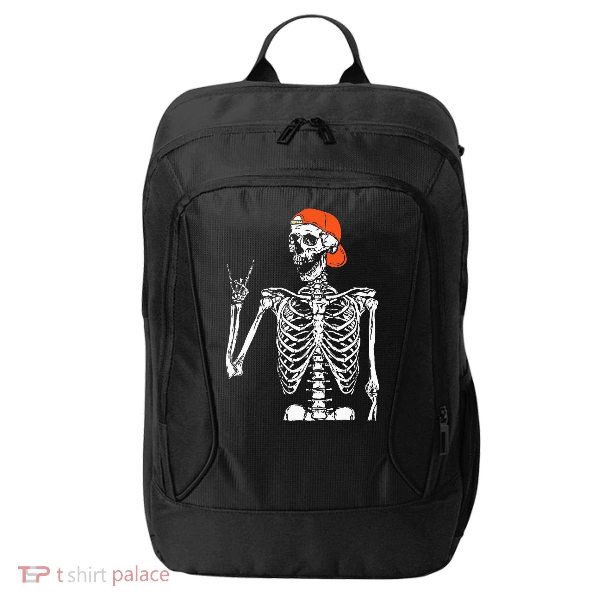 Rocker Skeleton Hand Rock On Costume Funny Halloween Gifts City Backpack