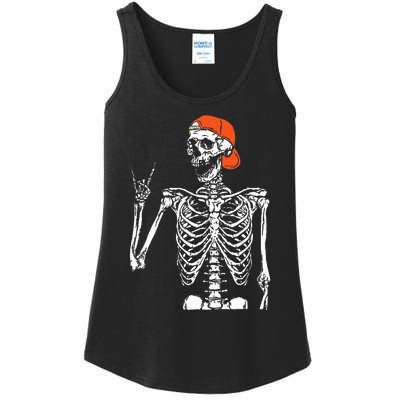 Rocker Skeleton Hand Rock On Costume Funny Halloween Gifts Ladies Essential Tank