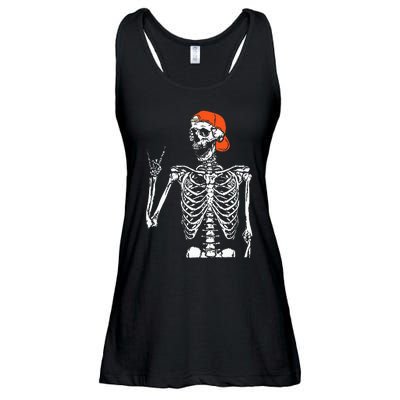 Rocker Skeleton Hand Rock On Costume Funny Halloween Gifts Ladies Essential Flowy Tank