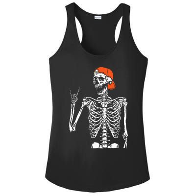 Rocker Skeleton Hand Rock On Costume Funny Halloween Gifts Ladies PosiCharge Competitor Racerback Tank