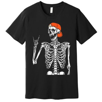 Rocker Skeleton Hand Rock On Costume Funny Halloween Gifts Premium T-Shirt