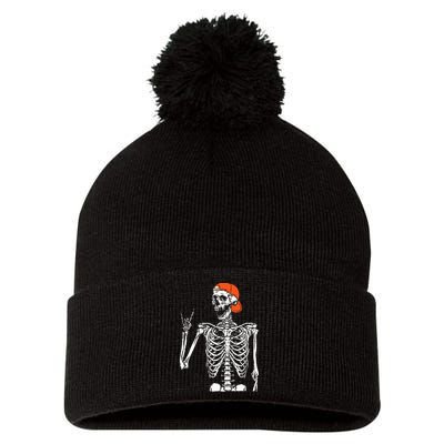 Rocker Skeleton Hand Rock On Costume Funny Halloween Gifts Pom Pom 12in Knit Beanie
