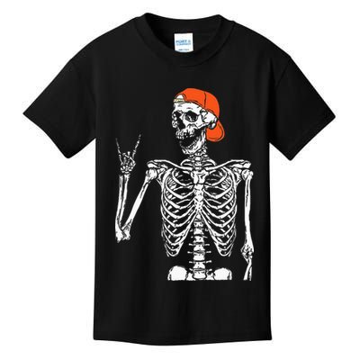 Rocker Skeleton Hand Rock On Costume Funny Halloween Gifts Kids T-Shirt
