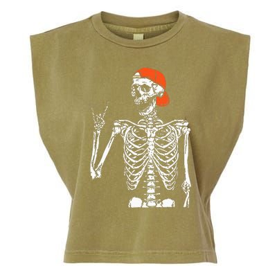 Rocker Skeleton Hand Rock On Costume Funny Halloween Gifts Garment-Dyed Women's Muscle Tee