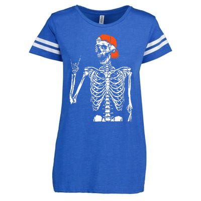 Rocker Skeleton Hand Rock On Costume Funny Halloween Gifts Enza Ladies Jersey Football T-Shirt