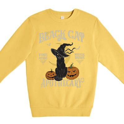 Retro Scary Halloween Costume Black Cat Salem Apothecary Premium Crewneck Sweatshirt