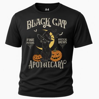 Retro Scary Halloween Costume Black Cat Salem Apothecary Cooling Performance Crew T-Shirt