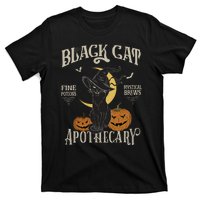 Retro Scary Halloween Costume Black Cat Salem Apothecary T-Shirt