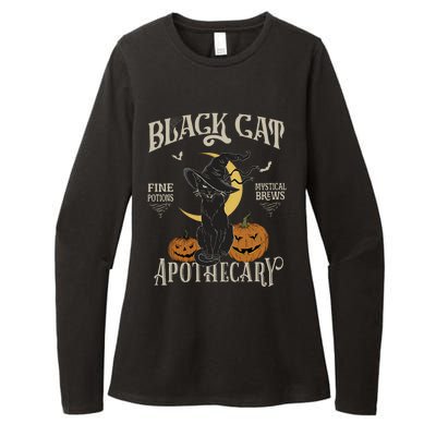 Retro Scary Halloween Costume Black Cat Salem Apothecary Womens CVC Long Sleeve Shirt