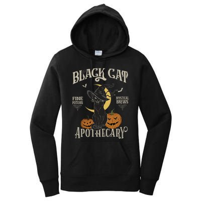 Retro Scary Halloween Costume Black Cat Salem Apothecary Women's Pullover Hoodie