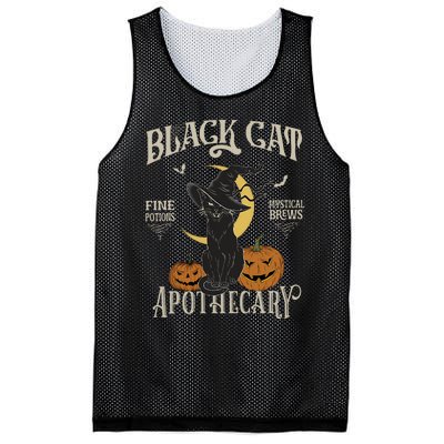 Retro Scary Halloween Costume Black Cat Salem Apothecary Mesh Reversible Basketball Jersey Tank