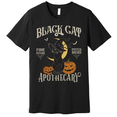 Retro Scary Halloween Costume Black Cat Salem Apothecary Premium T-Shirt