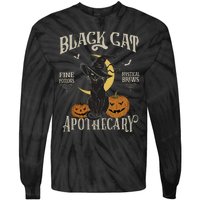 Retro Scary Halloween Costume Black Cat Salem Apothecary Tie-Dye Long Sleeve Shirt