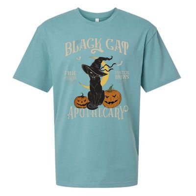 Retro Scary Halloween Costume Black Cat Salem Apothecary Sueded Cloud Jersey T-Shirt