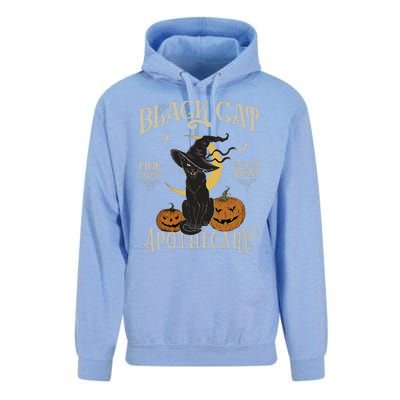 Retro Scary Halloween Costume Black Cat Salem Apothecary Unisex Surf Hoodie