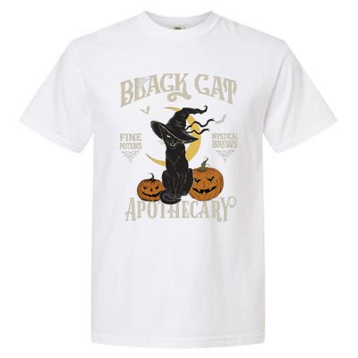 Retro Scary Halloween Costume Black Cat Salem Apothecary Garment-Dyed Heavyweight T-Shirt