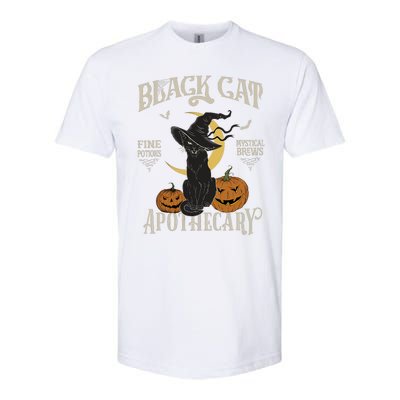 Retro Scary Halloween Costume Black Cat Salem Apothecary Softstyle CVC T-Shirt