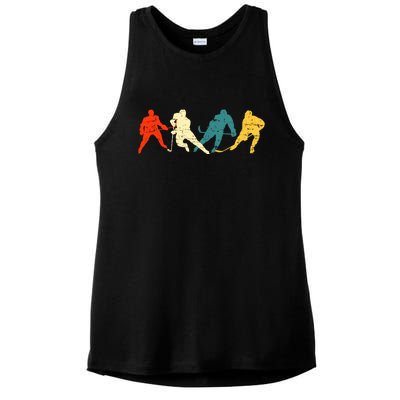 Retro Style Hockey Players Ladies PosiCharge Tri-Blend Wicking Tank