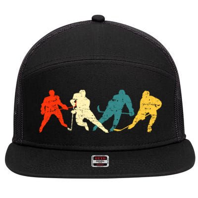 Retro Style Hockey Players 7 Panel Mesh Trucker Snapback Hat