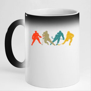 Retro Style Hockey Players 11oz Black Color Changing Mug