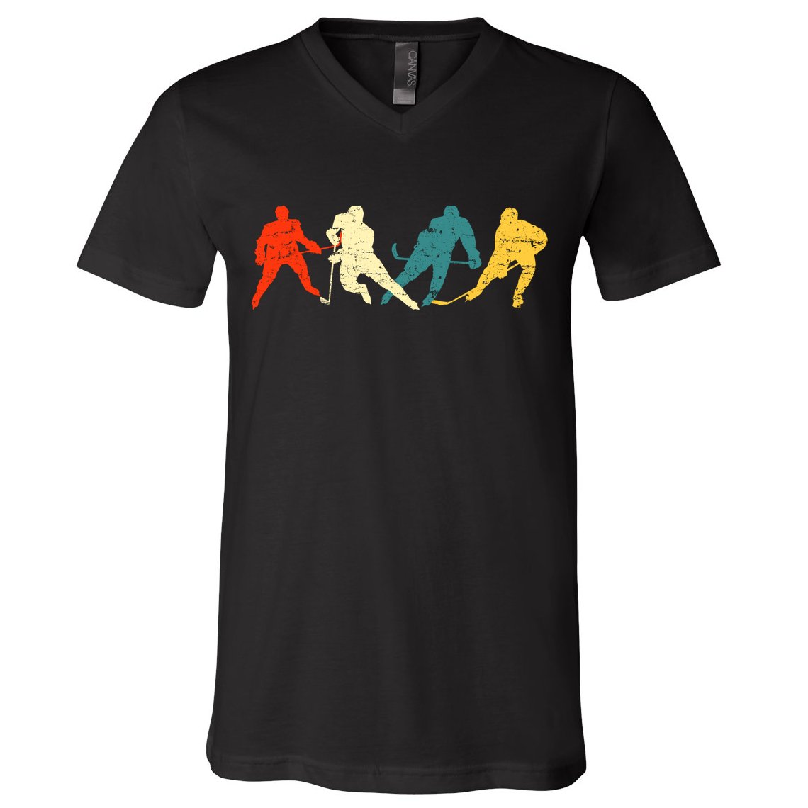 Retro Style Hockey Players V-Neck T-Shirt