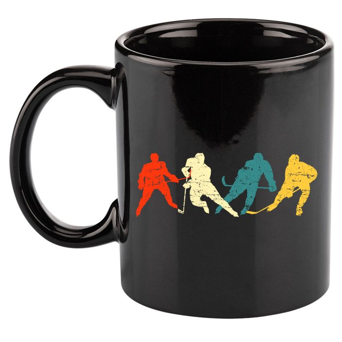 Retro Style Hockey Players 11oz C Handle Ceramic Mug