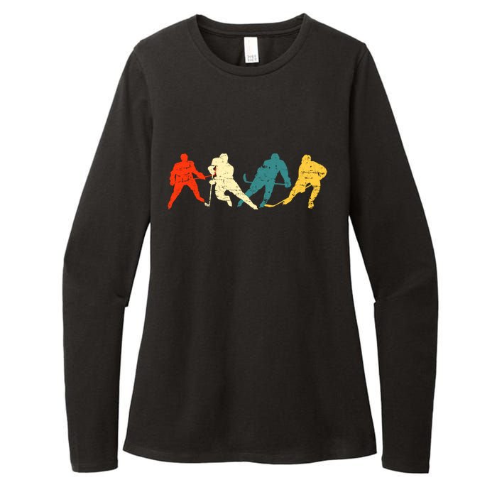 Retro Style Hockey Players Womens CVC Long Sleeve Shirt