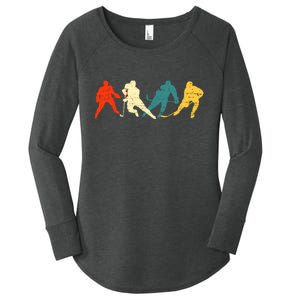 Retro Style Hockey Players Women's Perfect Tri Tunic Long Sleeve Shirt