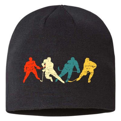 Retro Style Hockey Players Sustainable Beanie