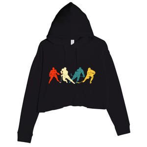 Retro Style Hockey Players Crop Fleece Hoodie