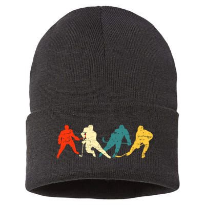 Retro Style Hockey Players Sustainable Knit Beanie