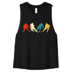 Retro Style Hockey Players Women's Racerback Cropped Tank