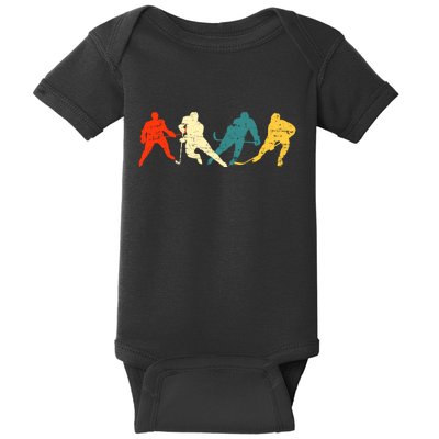 Retro Style Hockey Players Baby Bodysuit