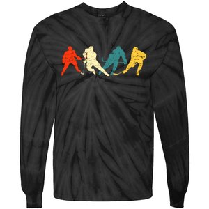 Retro Style Hockey Players Tie-Dye Long Sleeve Shirt