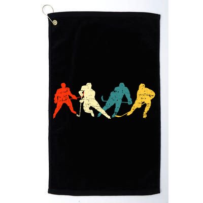 Retro Style Hockey Players Golf Towel
