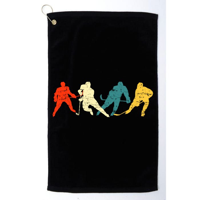 Retro Style Hockey Players Golf Towel