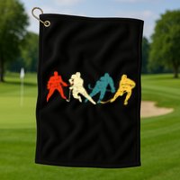 Retro Style Hockey Players Golf Towel