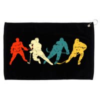 Retro Style Hockey Players Grommeted Golf Towel