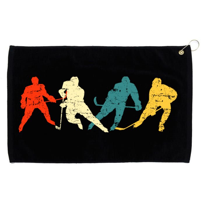 Retro Style Hockey Players Grommeted Golf Towel