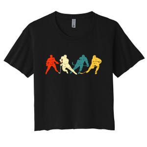 Retro Style Hockey Players Women's Crop Top Tee