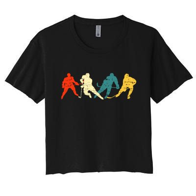 Retro Style Hockey Players Women's Crop Top Tee