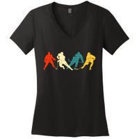 Retro Style Hockey Players Women's V-Neck T-Shirt