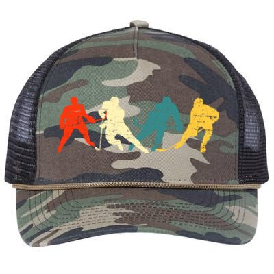 Retro Style Hockey Players Retro Rope Trucker Hat Cap